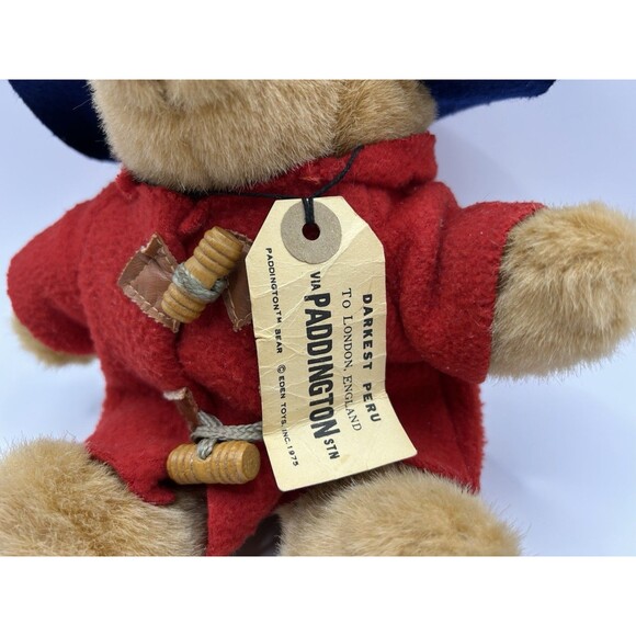 Vintage Eden Paddington Bear Plush Toy Doll w Tag Red Coat 1988 Stuffed Animal - Picture 9 of 16